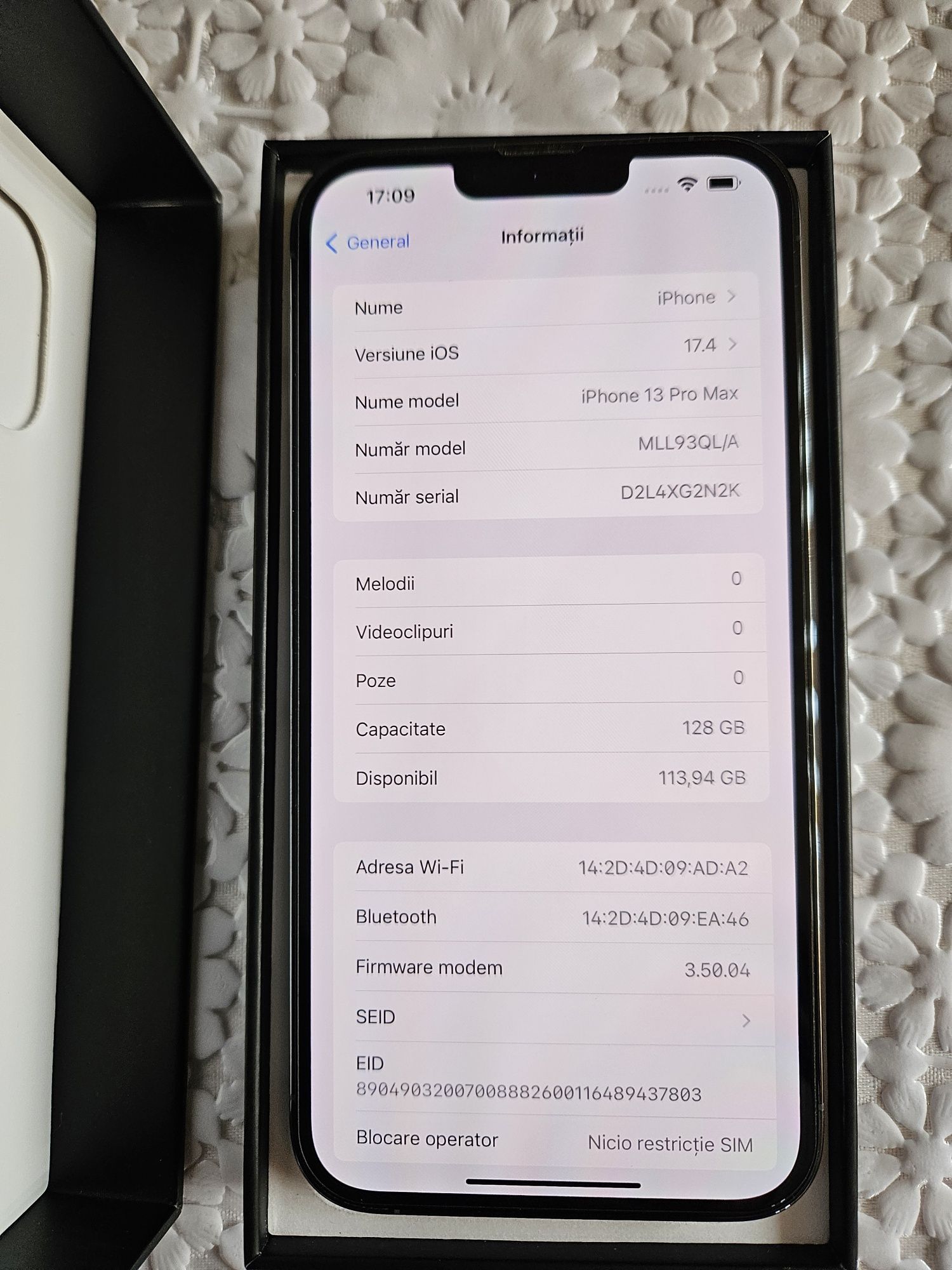 Iphone 13 pro max Sierra Blue, 128GB stare impecabilă, ca nou
* Stare