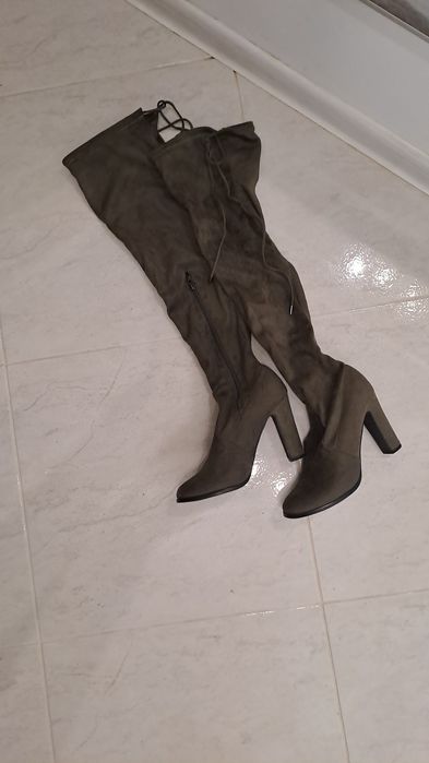 Дамски ботуши-чорап, размер 39, цвят каки
