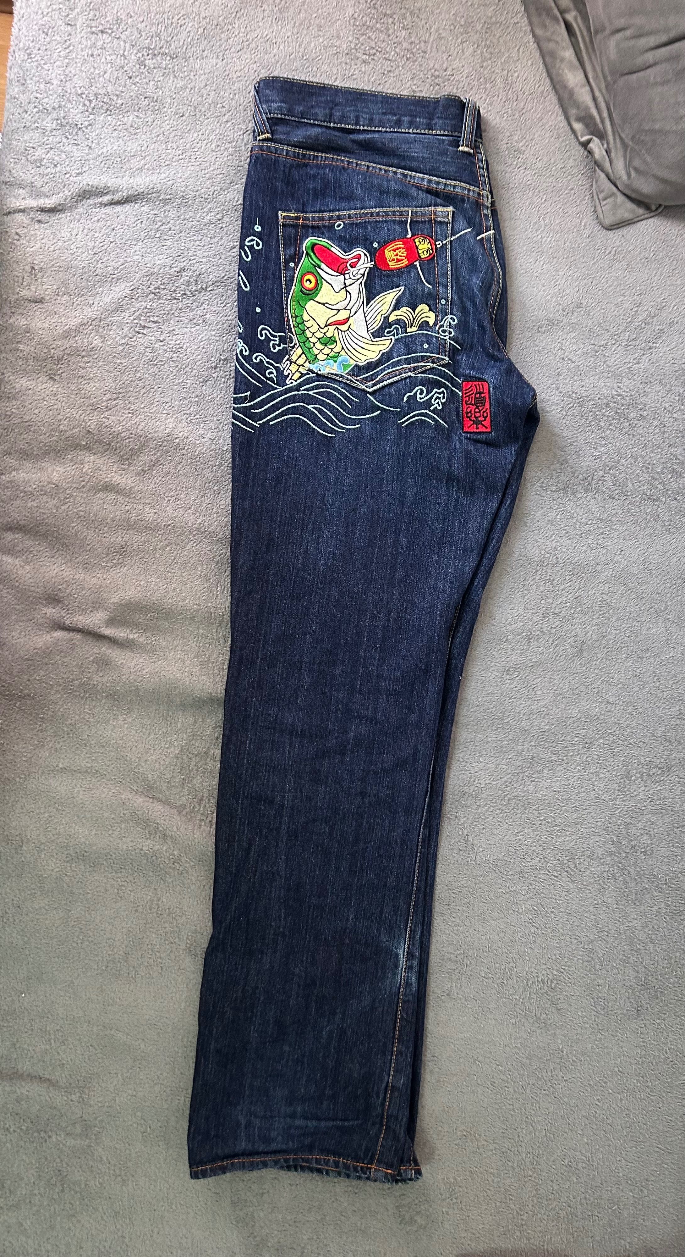 Evisu authentic rare pants with fish