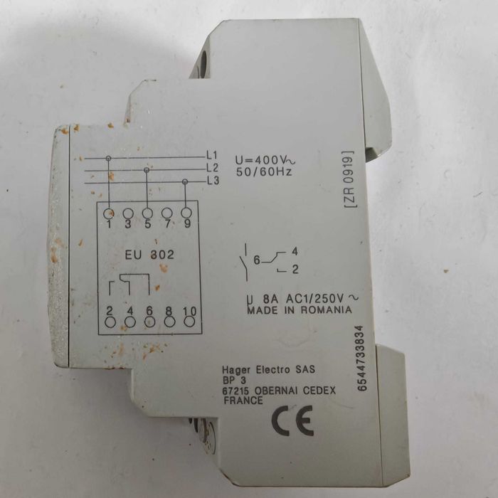 Releu Hager, monitorizare tensiune, 400VAC, 8A, 1ND, EU302