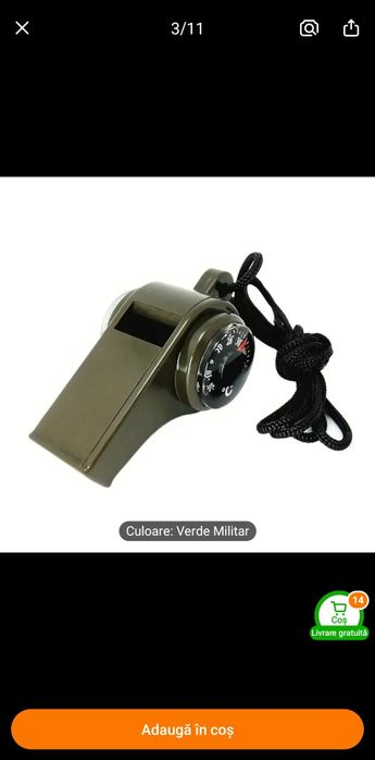 Fluier supraviețuire militar. Ideal pentru rucsac de urgență