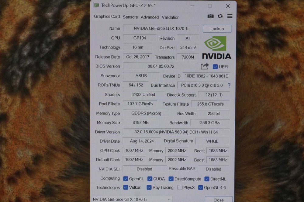 Видеокарта GPU Nvidia GTX 1070 Ti ROG Strix с безшумни перки (sonon)
