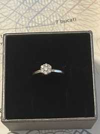 Inel logodna aur alb de 18K, diamante 0.33ct, marimea 50