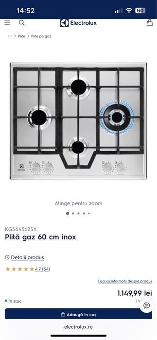 Vand plita gaz Electrolux