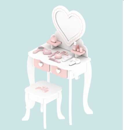 Детска дървена козметична тоалетка със столче