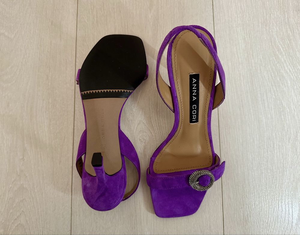 Sandale de Damă din piele naturală întoarsă, măr 36, Anna Cori, Violet