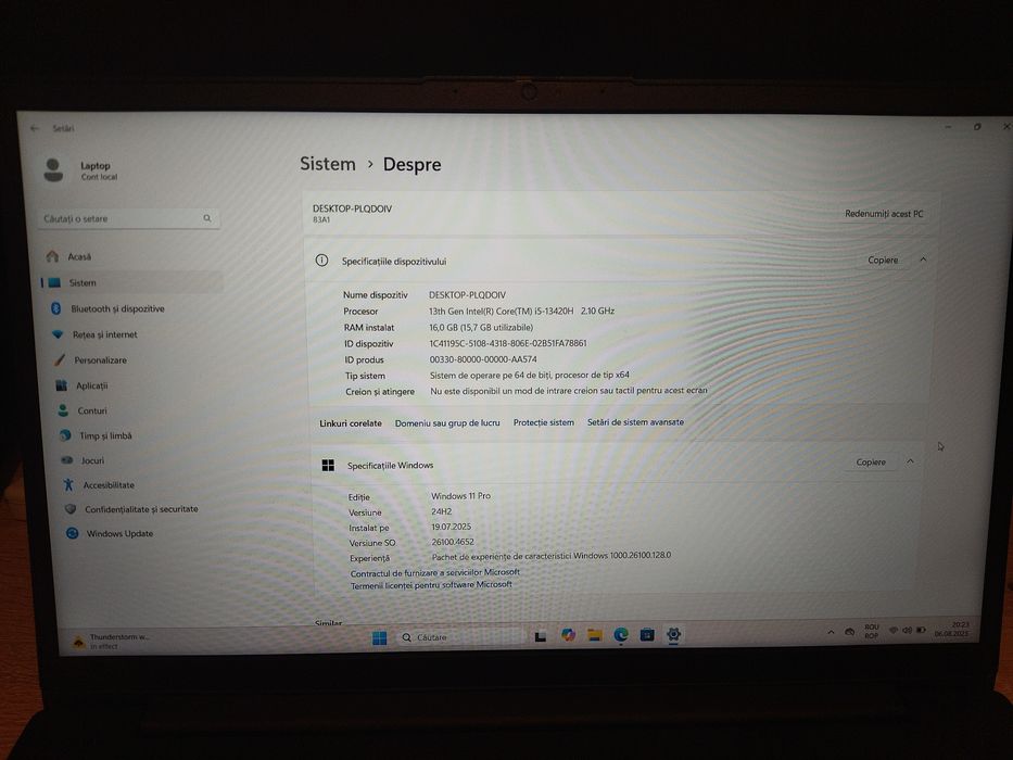 Laptop Lenovo V15 G4 IRU – i5 13420H, 16GB RAM, 1TB SSD Windows 11 pro