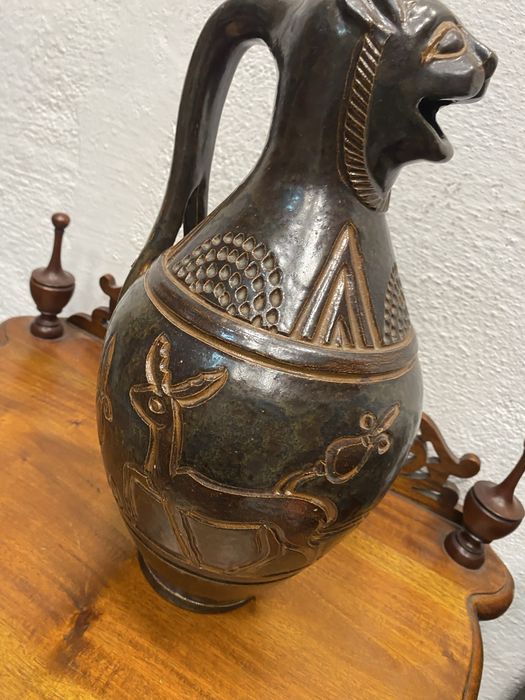 Керамична стомна Gres Dubois с глава на лъв Белгия 1950 г.