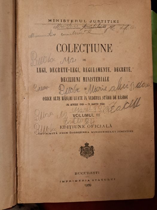 Colectiune de legi anuul 1920