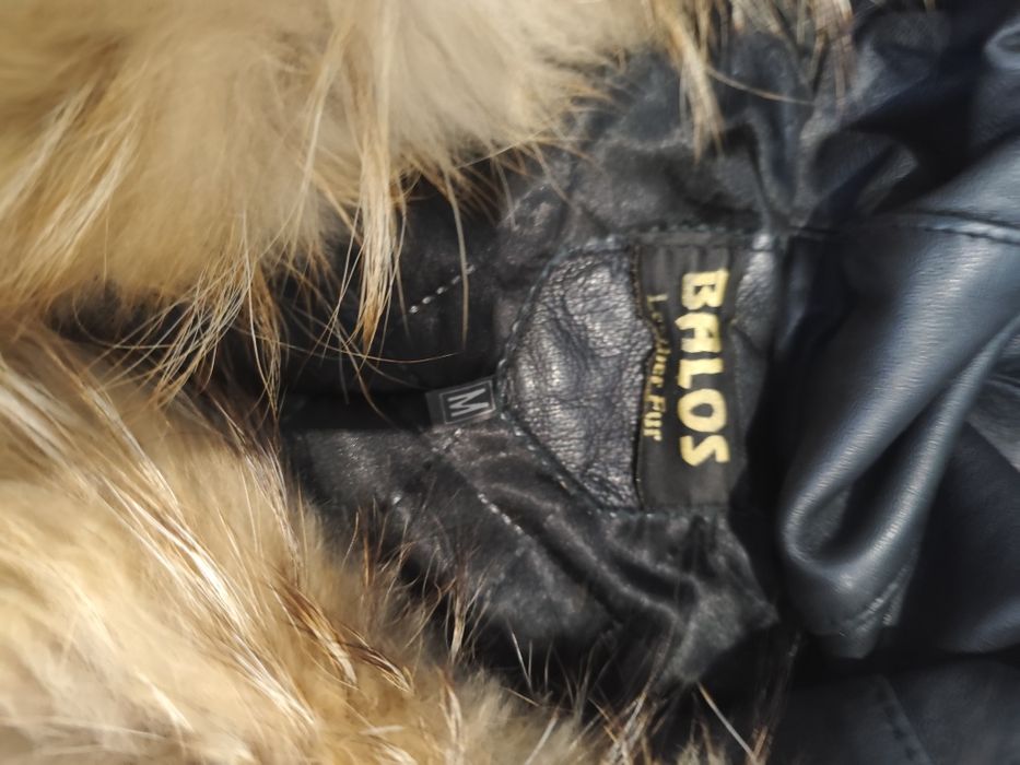 Палто от естествена кожа и пух с естествен косъм