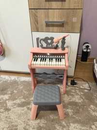 Пиано със стол и микрофон Ocie - Wonderful, 25 клавиша, розово