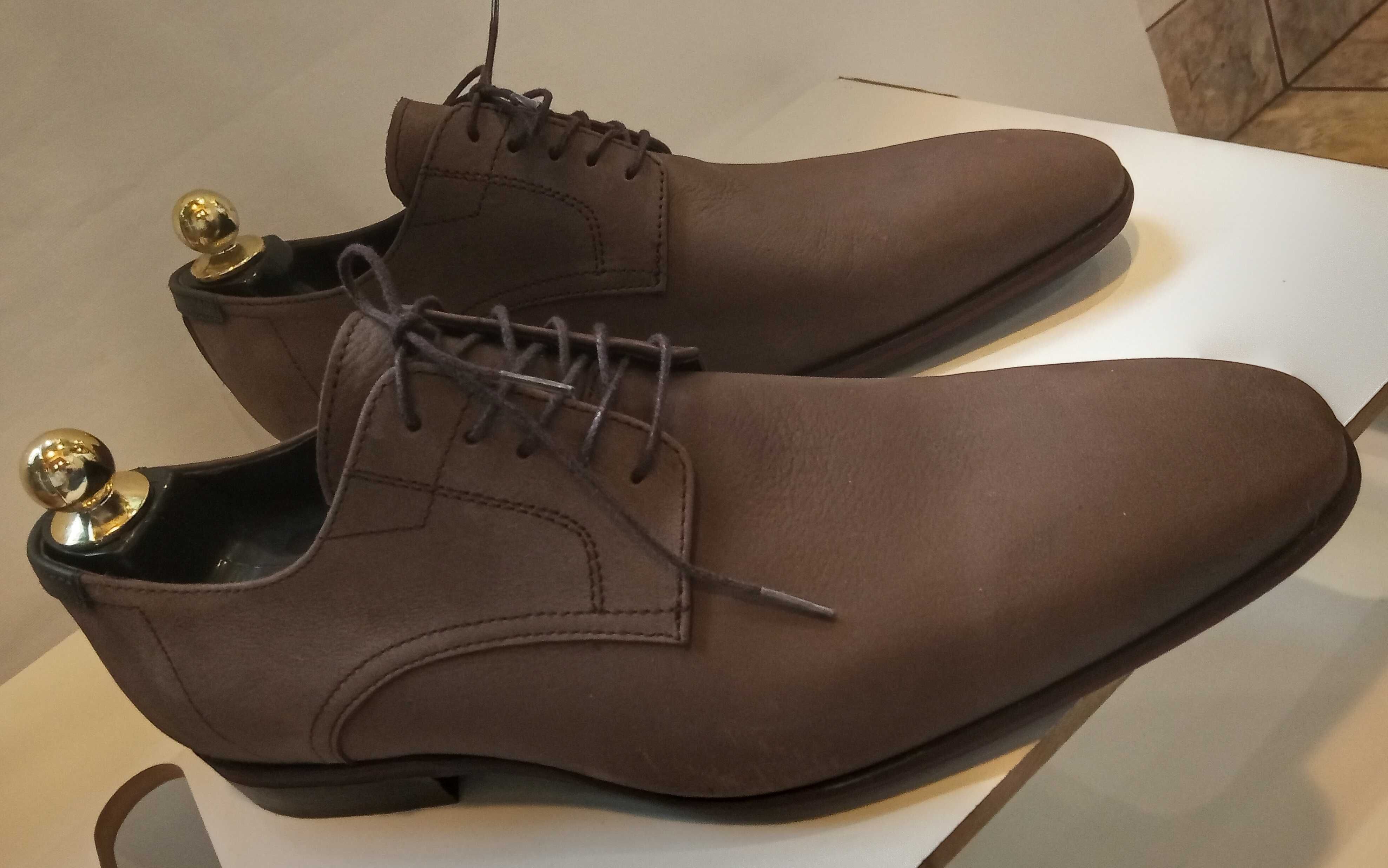 Pantofi derby plain toe premium MInelli Paris 40 piele naturala