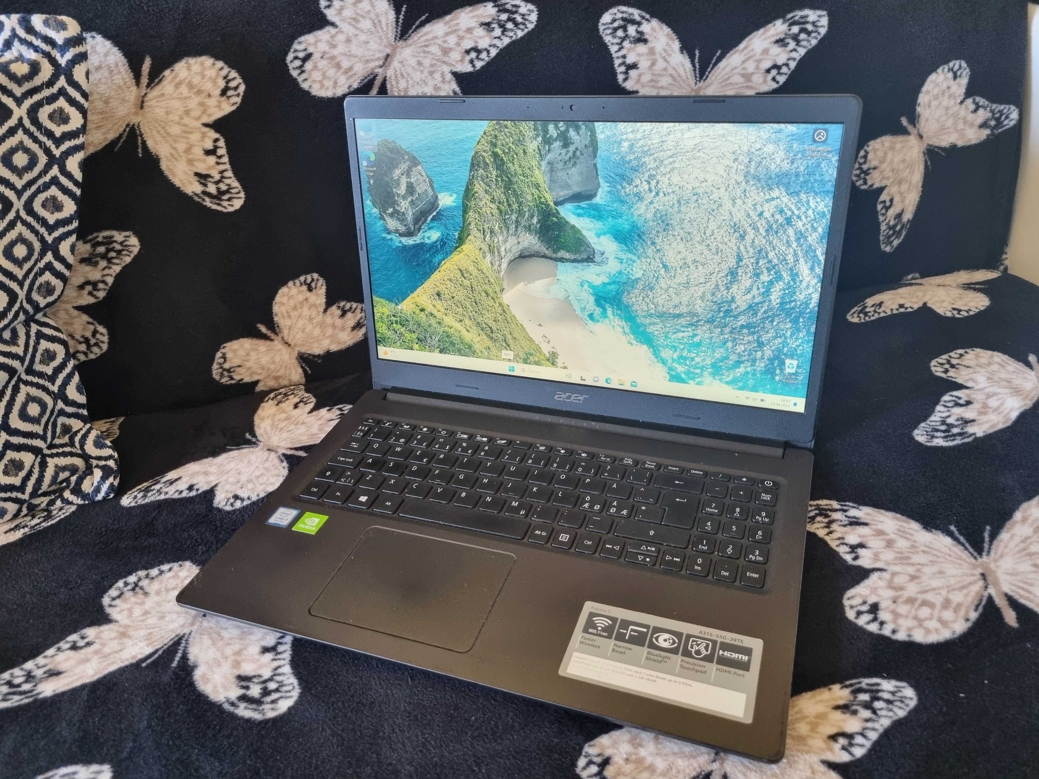 Laptop Acer (Gaming) A315 cu i3 Gen8, 8GB Ram si SSD Win 11 model 2022