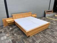Pat dormitor 2m × 2m lemn masiv inclus saltele, somiere si noptiere