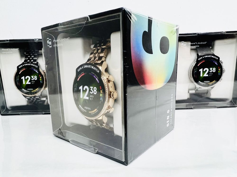 НОВ! Fossil Gen 6 Smartwatch Mesh / Gunmetal / Gold-Tone 2г. Гаранция!