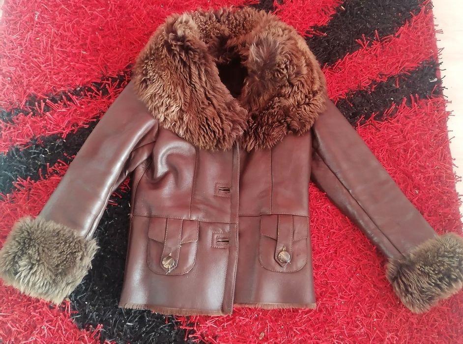 Cojoc jacheta Geaca piele și blană naturală 100%