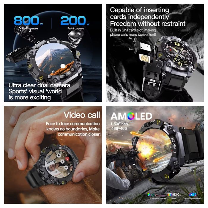 Ceas Smartwatch 4G LTE Wi-Fi GPS model iP68 Q668 16Gb RAM si 256Gb ROM