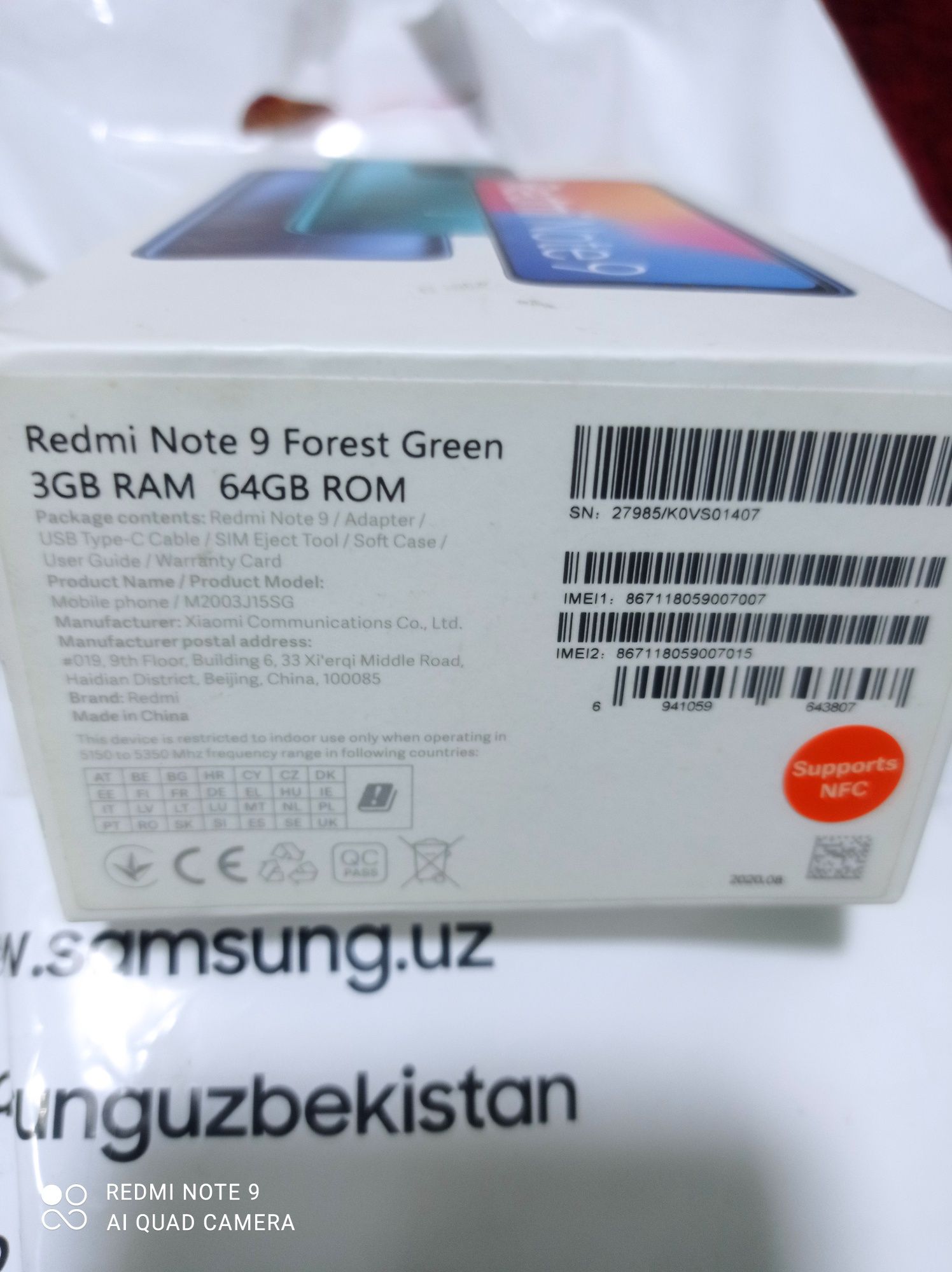 Redmi not 9, xotirasi 64