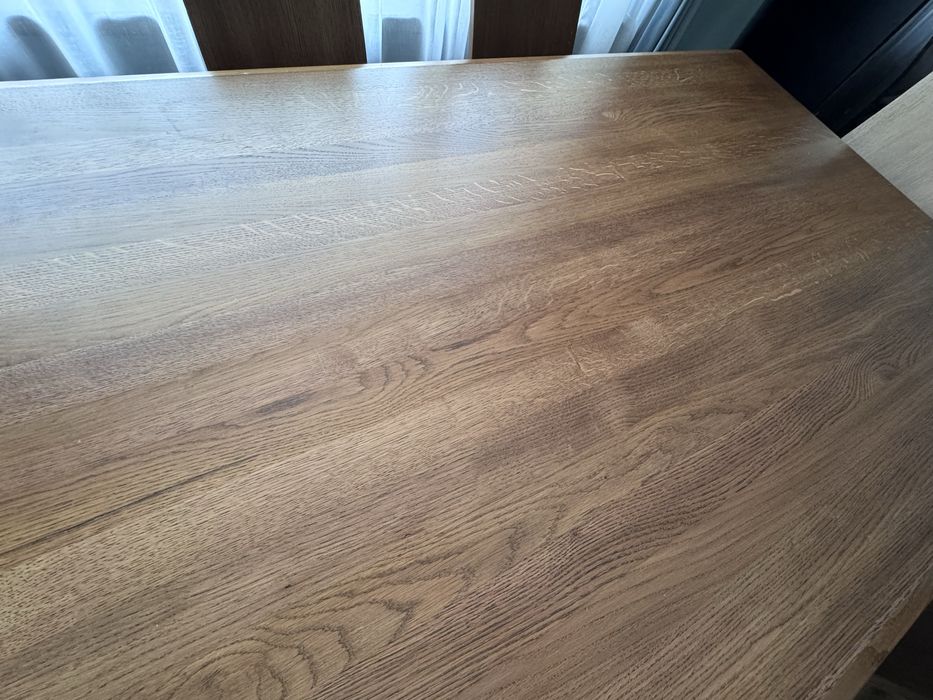 Masă extensibilă stejar masiv + 6 scaune – 150/200×90 cm