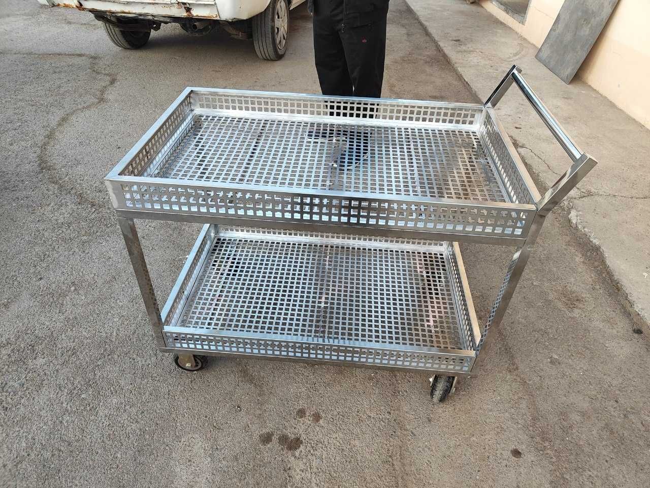 Тележка арава из нержавейки для пищевых продуктов. Тачка