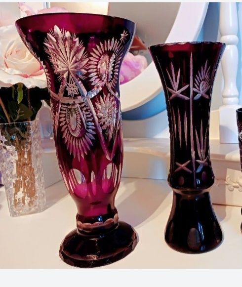 Vaze Cristal rubiniu Bohemia