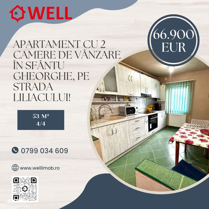 Apartament cu 2 camere de vânzare în Sf. Gheorghe, pe str. Liliacului!