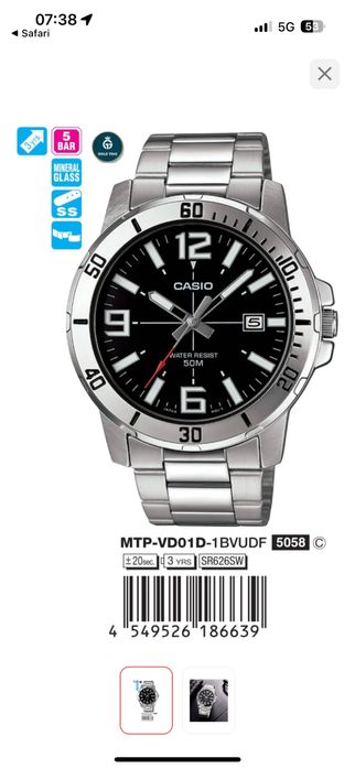 Кварцевые CASIO MTP-VD01D-1BVUDF сталь