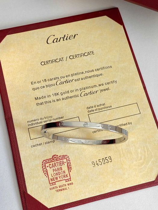 Cartier LOVE Bracelet Slim 17 White Gold 750 cu Cutie
