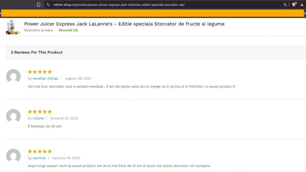 Storcător de fructe - POWER JUICER Express Jack LaLanne's