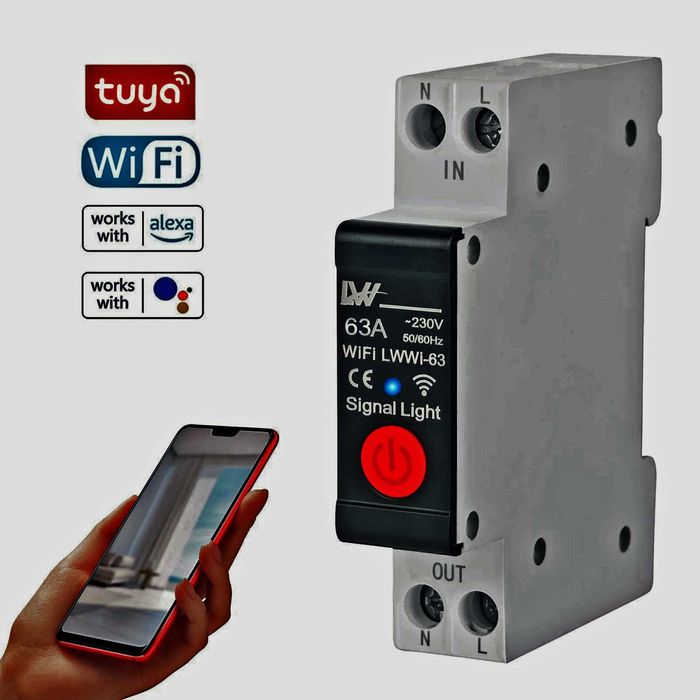 Wi-Fi автомат на DIN ваттметр с таймером и счетчик электроэнергии