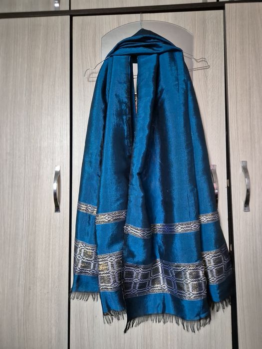 Eșarfă,șal oriental turcoaz din amestec mătase