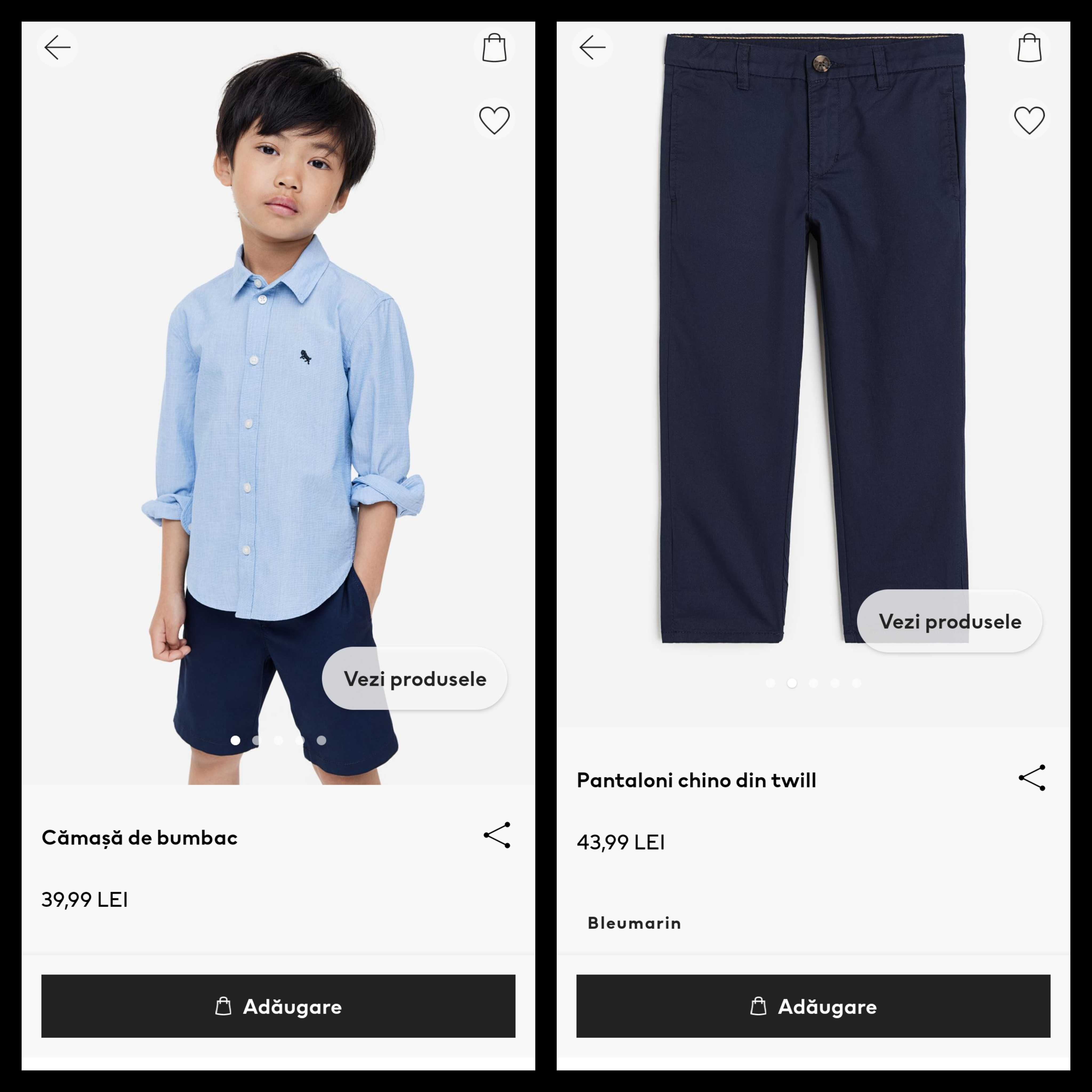 Set H&M pantalon+cămașă