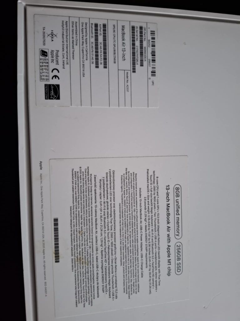 MacBook Air 13,3" 2020, 8GB, 256GB