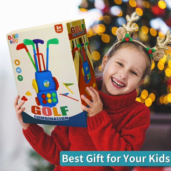 Детски голф комплект количка 4 стика, 6 топчета, дупки Идеален подарък