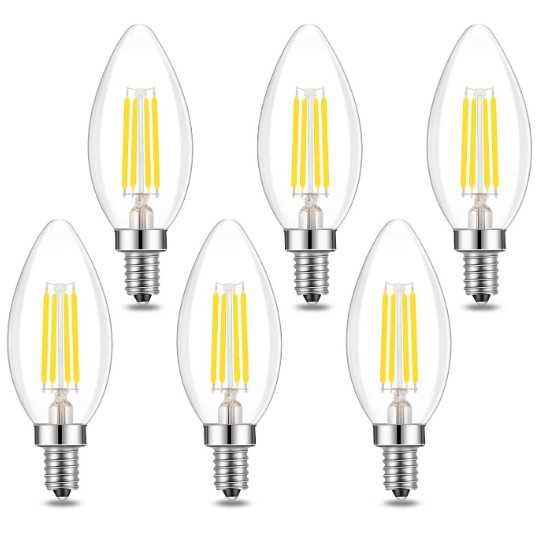 LED винтидж крушка, комплект от 6 броя, E14 C35, 5000K, 4W