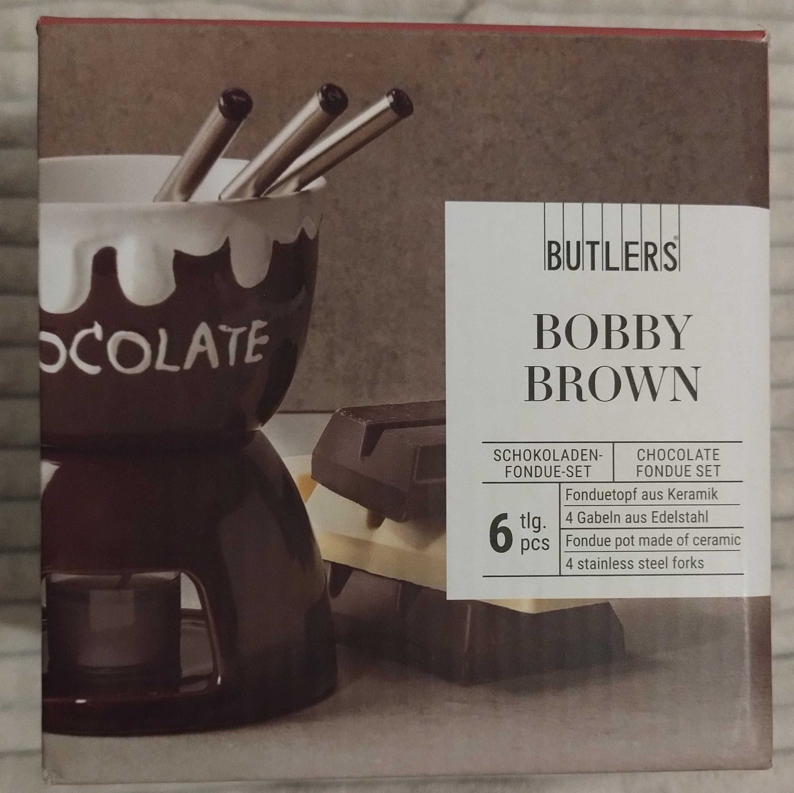 Fondue / aparat de topit ciocolata, Bobby Brown, 4 furculite, ceramica