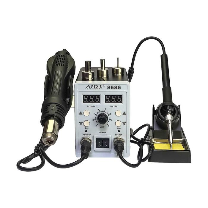 Станция за запояване AIDA 8586 с поялник, термофен, цифров дисплей