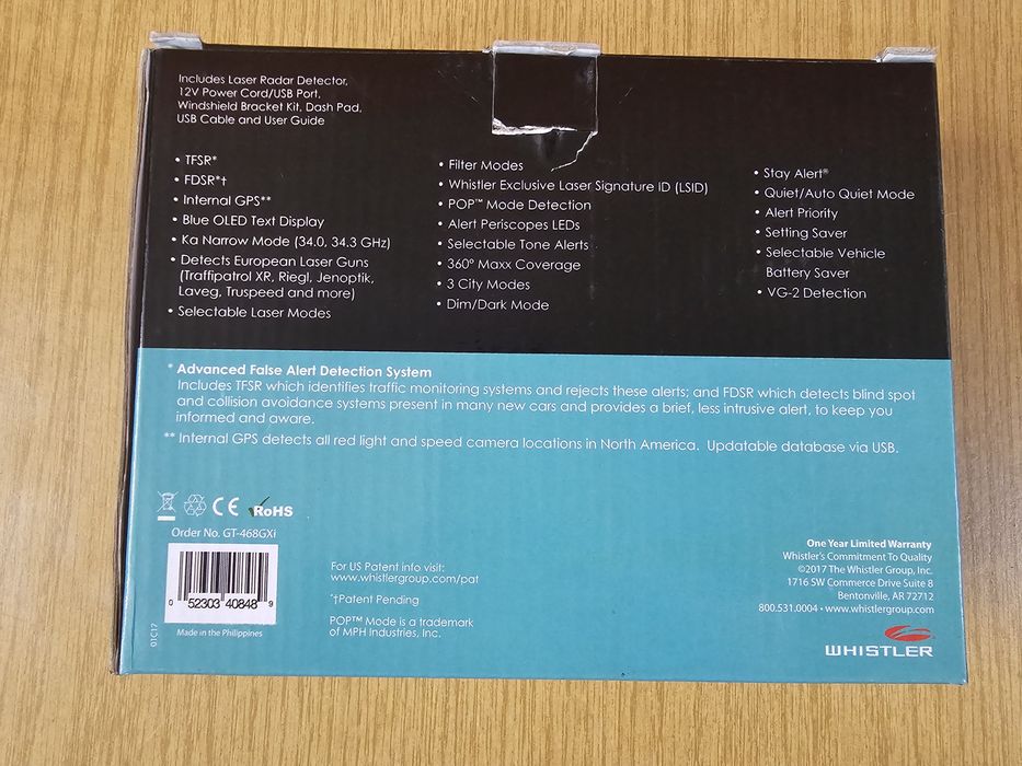 Радар детектор с вграден GPS Whistler GT-468GXi