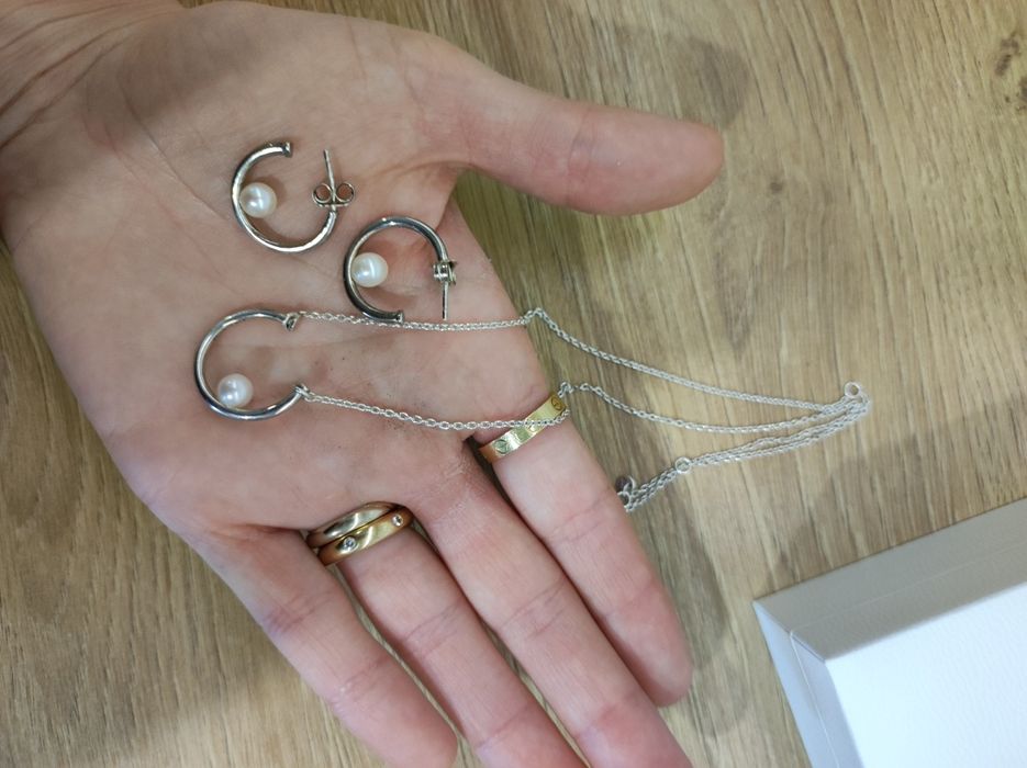 Pandora Сет обици и колие с перли