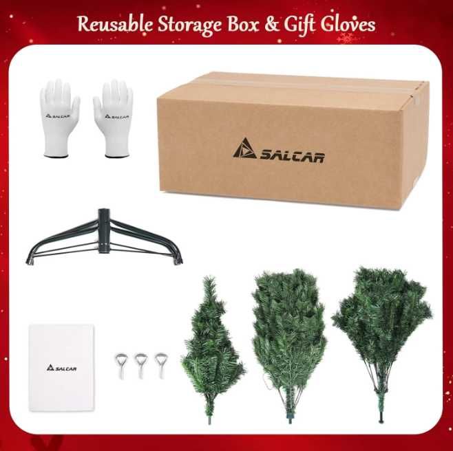 Brad artificial SALCAR 180 cm, Verde, Suport Metalic, Montare Rapidă