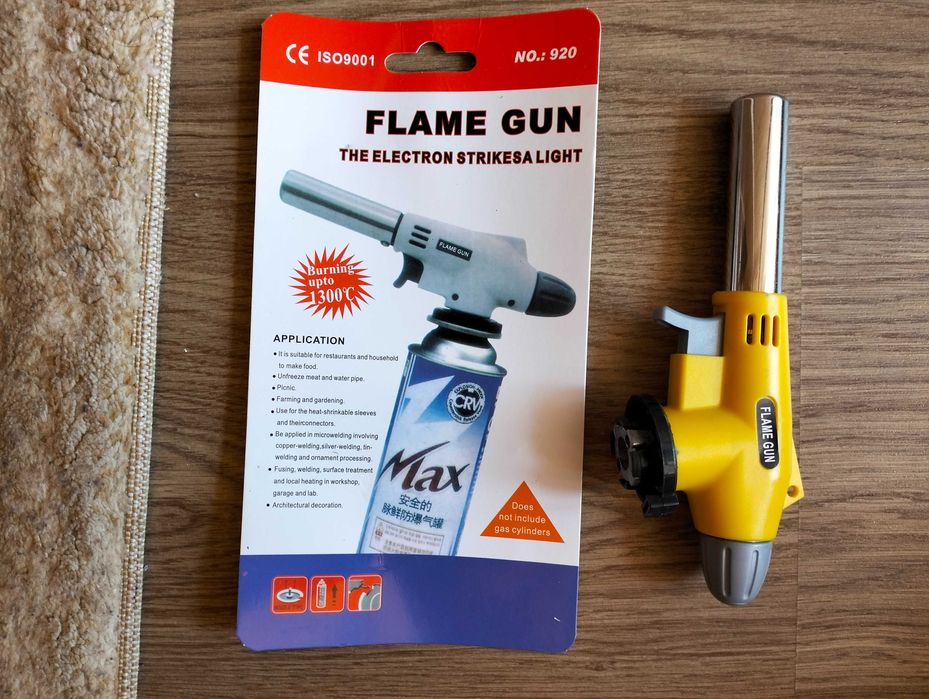Arzator cu gaz flacara reglabila Flame Gun + butelie de gaz , NOU