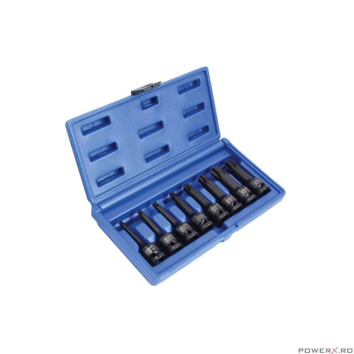Set chei tubulare de impact tip torx, T30 - T80 1/2", 8 piese, Asta