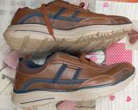 Мужские кожаные коричневые кроссовки Skechers размер 46 или 46.5