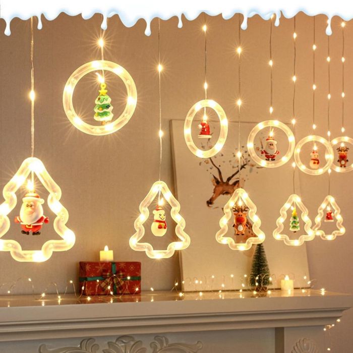 Светещ гирлянд с елхички и топчици