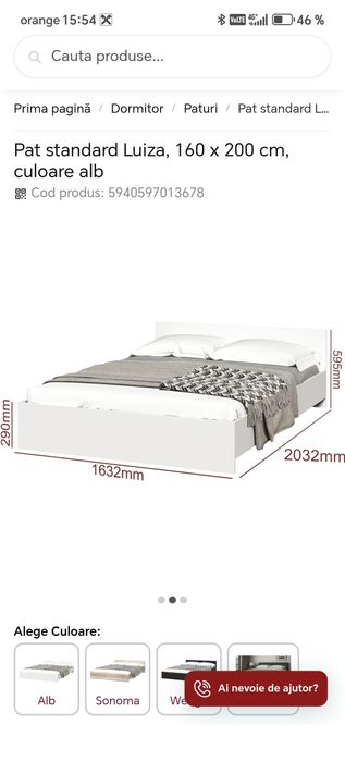 Cadru pat alb folosit