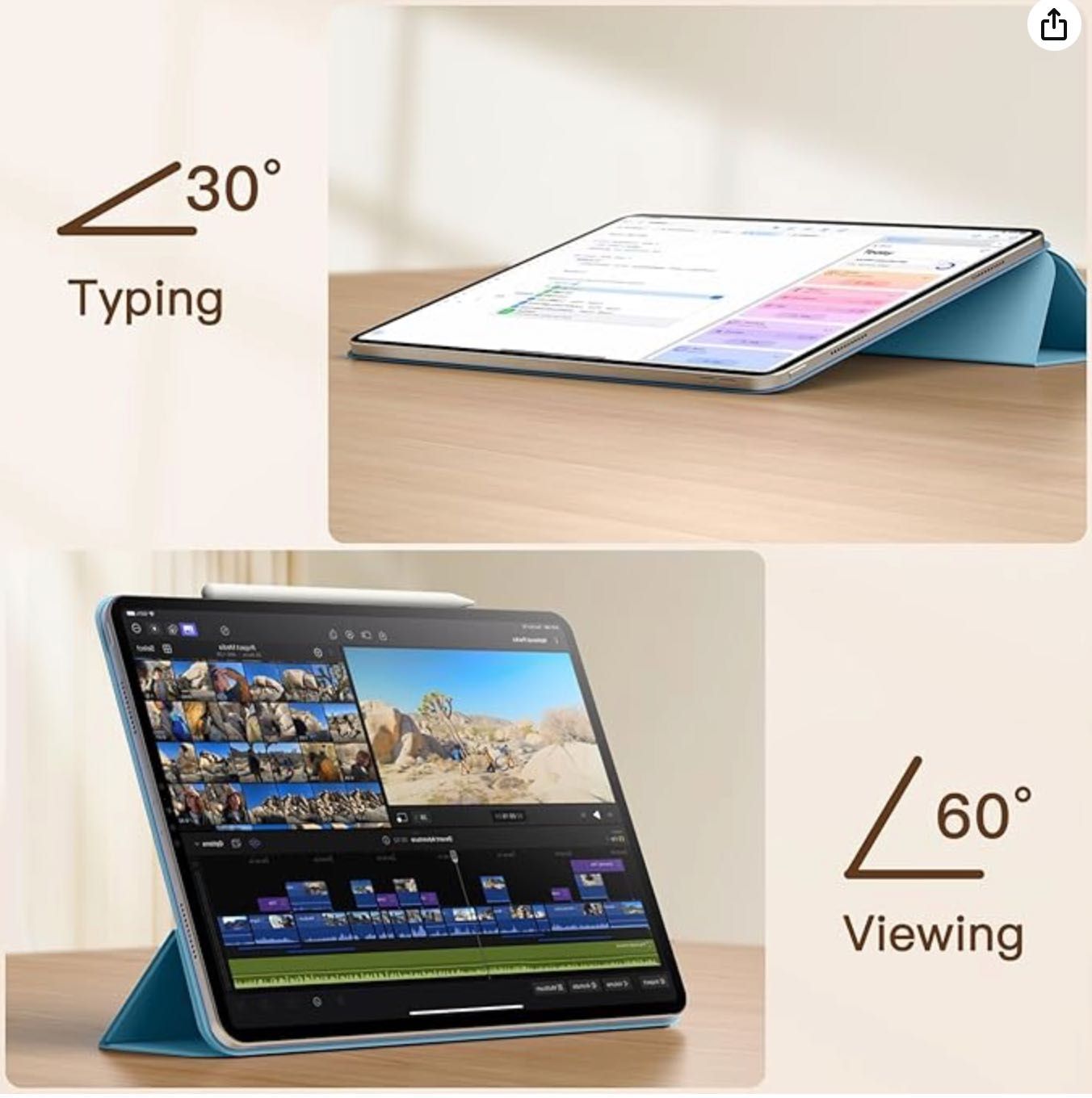Магнитен калъф за iPad Pro 12.9 с държач за стилус