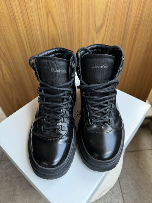 Мъжки черни от естествена кожа боти  Calvin Klein