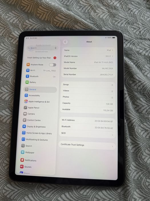 Перфектен iPad Air 11inch M2 128 GB WiFi