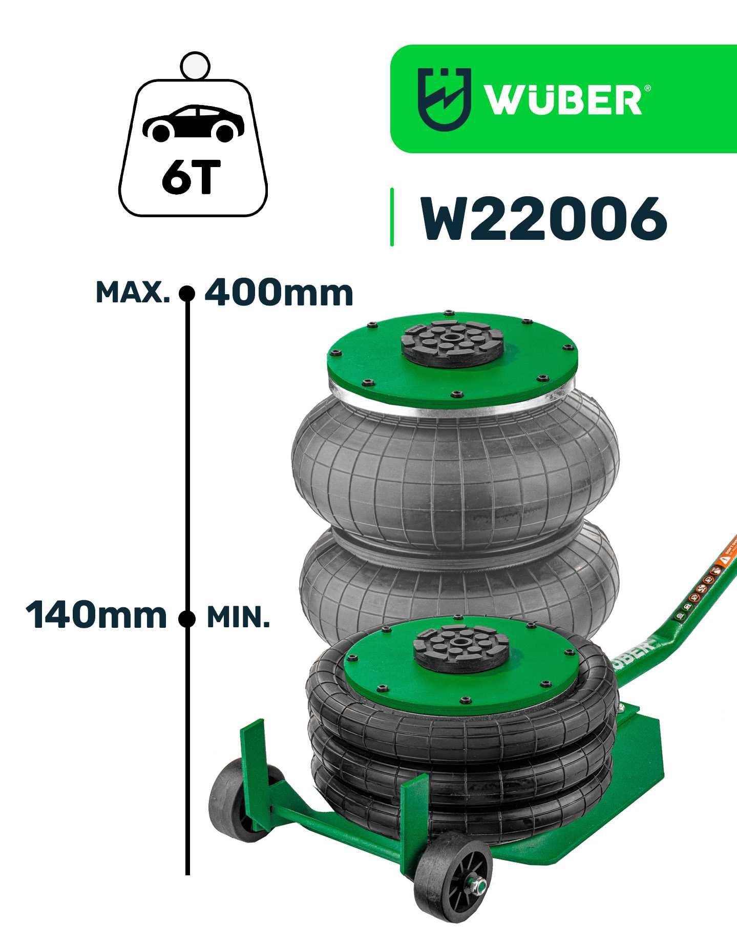 Cric pneumatic 6T, 140-400mm WUBER