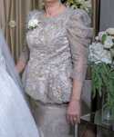 Rochie bej midi din dantela